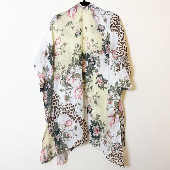 Save The Ocean Lightweight Floral Animal Print Cardigan Kimono Cover Up NWOT - Picture 6 of 9